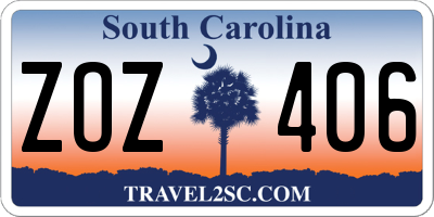 SC license plate ZOZ406