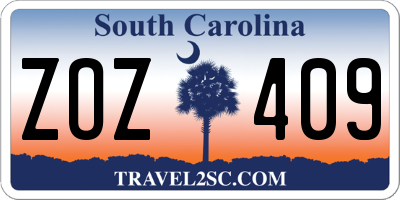 SC license plate ZOZ409