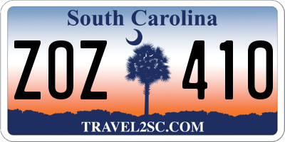 SC license plate ZOZ410