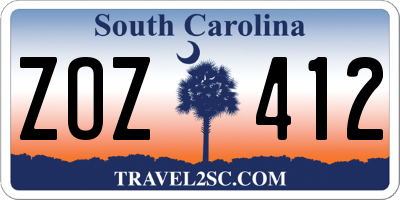SC license plate ZOZ412