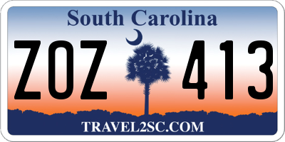 SC license plate ZOZ413