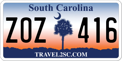 SC license plate ZOZ416
