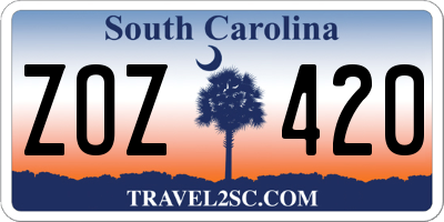 SC license plate ZOZ420
