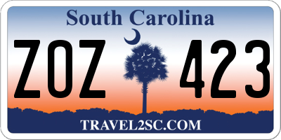SC license plate ZOZ423