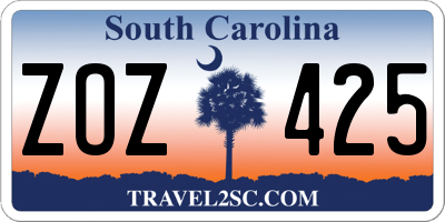 SC license plate ZOZ425