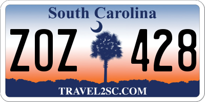 SC license plate ZOZ428