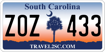SC license plate ZOZ433