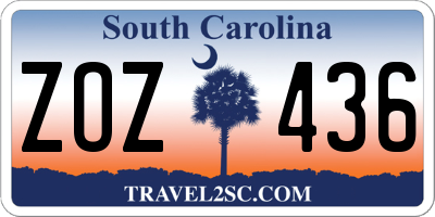 SC license plate ZOZ436