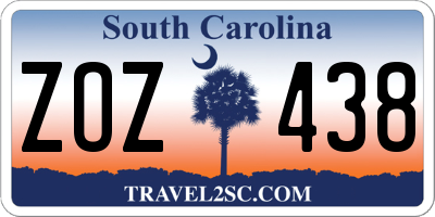 SC license plate ZOZ438