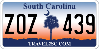 SC license plate ZOZ439