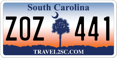 SC license plate ZOZ441