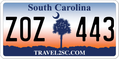 SC license plate ZOZ443