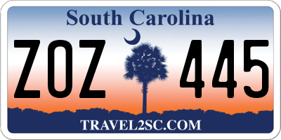 SC license plate ZOZ445