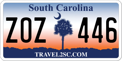 SC license plate ZOZ446