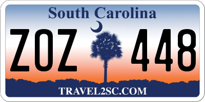 SC license plate ZOZ448