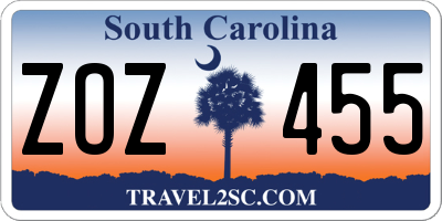 SC license plate ZOZ455