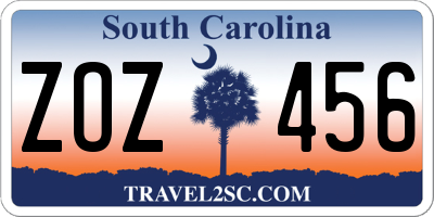 SC license plate ZOZ456