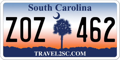 SC license plate ZOZ462