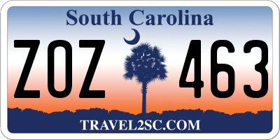 SC license plate ZOZ463