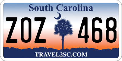 SC license plate ZOZ468
