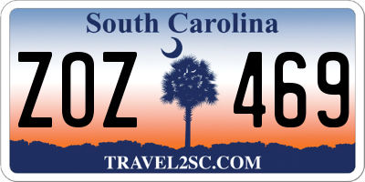 SC license plate ZOZ469