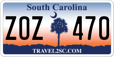 SC license plate ZOZ470