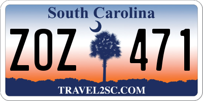 SC license plate ZOZ471