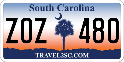SC license plate ZOZ480