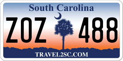 SC license plate ZOZ488