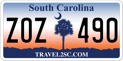 SC license plate ZOZ490