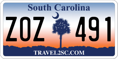 SC license plate ZOZ491