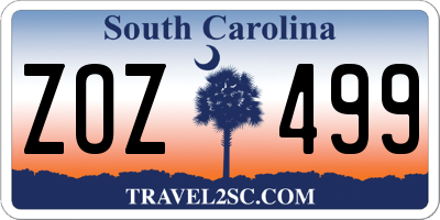 SC license plate ZOZ499