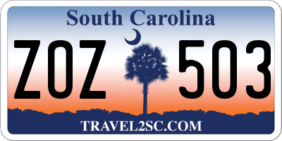 SC license plate ZOZ503