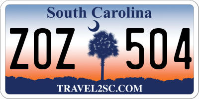 SC license plate ZOZ504