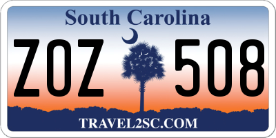SC license plate ZOZ508