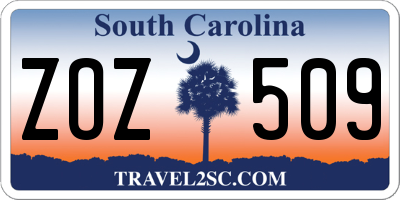 SC license plate ZOZ509