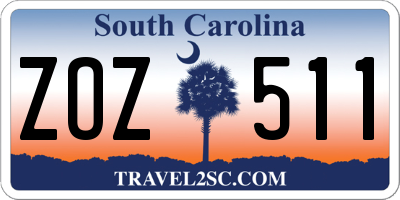 SC license plate ZOZ511