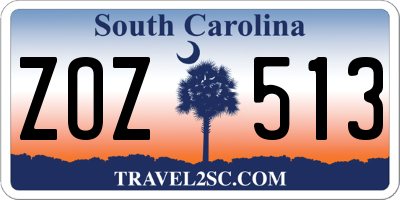 SC license plate ZOZ513
