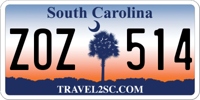 SC license plate ZOZ514