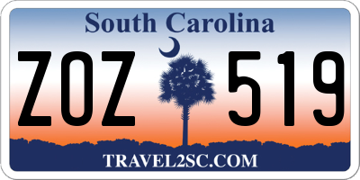 SC license plate ZOZ519