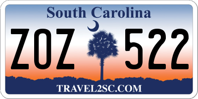 SC license plate ZOZ522