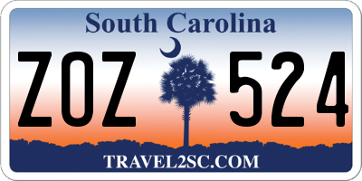 SC license plate ZOZ524