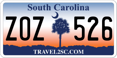 SC license plate ZOZ526