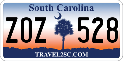 SC license plate ZOZ528