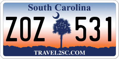 SC license plate ZOZ531