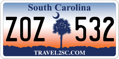 SC license plate ZOZ532