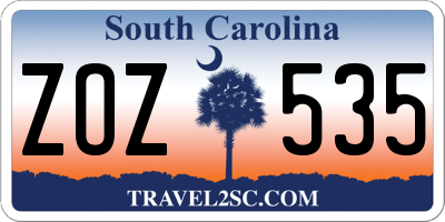 SC license plate ZOZ535