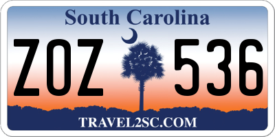 SC license plate ZOZ536