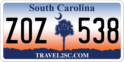 SC license plate ZOZ538