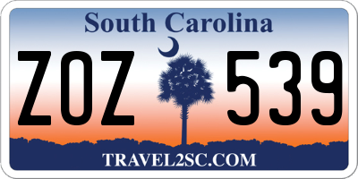 SC license plate ZOZ539